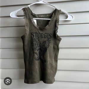 Brandy Melville Green Khaki Tank Top Sturgis bike week